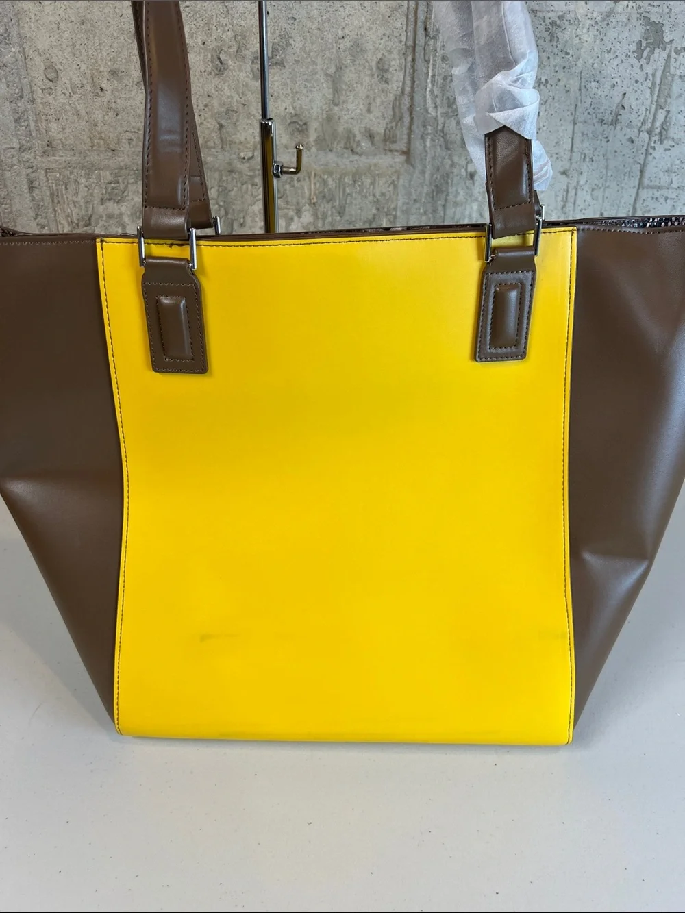 Vera Bradley Ella Tote Faux Yellow Maize Snakeskin Print New with flaw